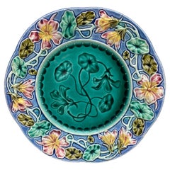19th Century French Majolica Flowers Plate