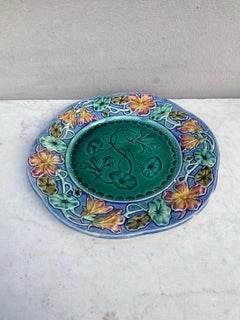 19th Century French Majolica Flowers Plate
