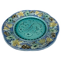 19th Century French Majolica Flowers Plate