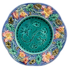 19th Century French Majolica Flowers Plate