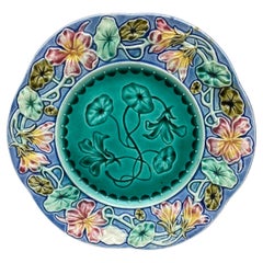 19th Century French Majolica Flowers Plate