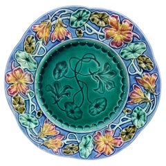 19th Century French Majolica Flowers Plate