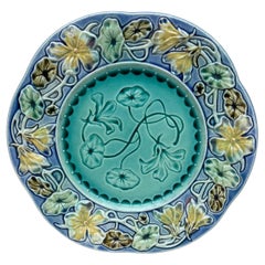 19th Century French Majolica Flowers Plate