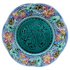 19th Century French Majolica Flowers Plate