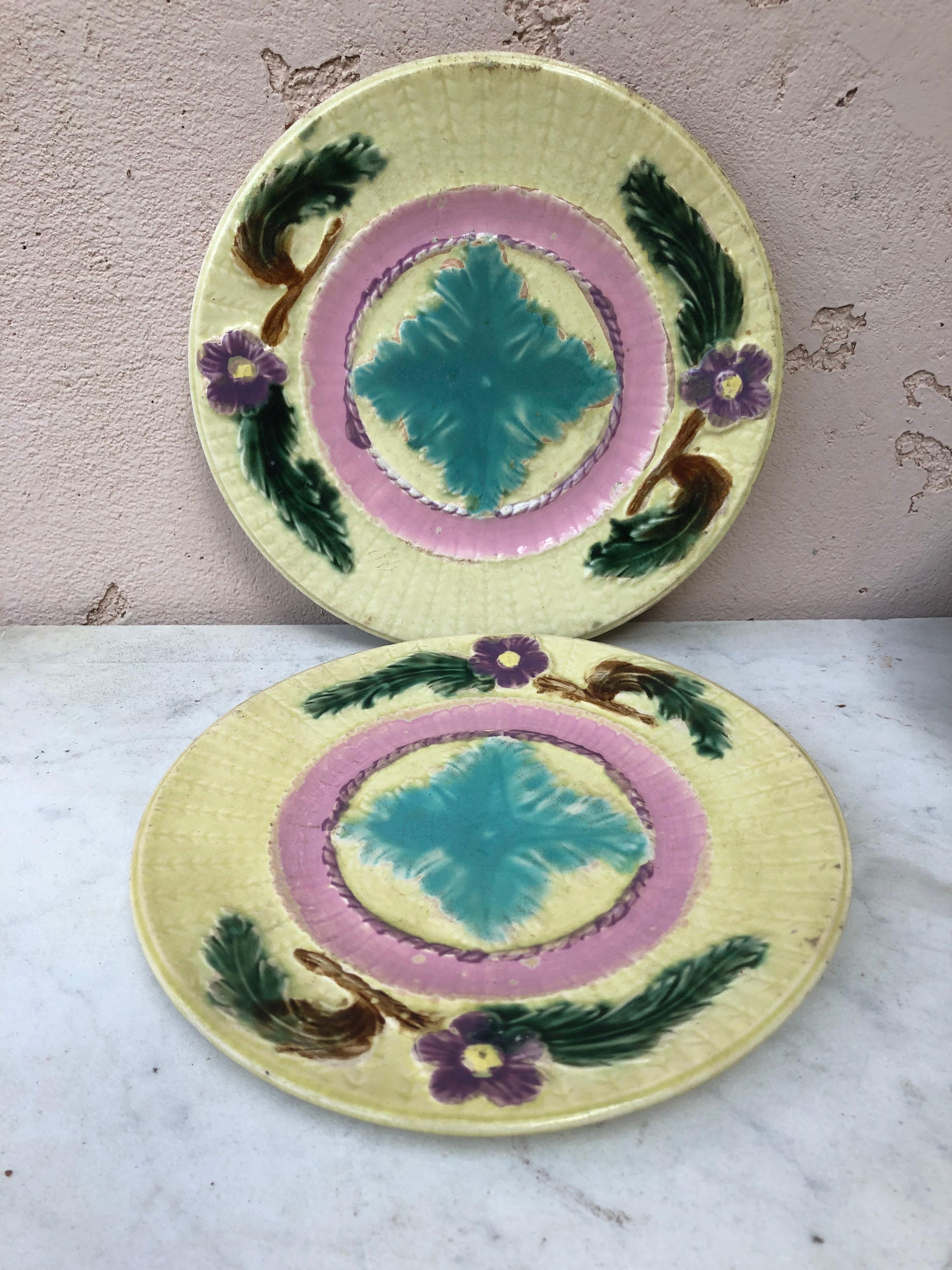 Rustic 19th Century French Majolica Flowers Saint Amand For Sale