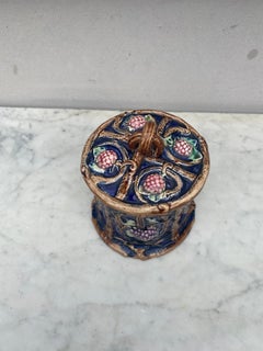 19th Century French Majolica Grapes Lidded Jar