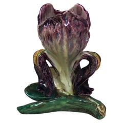 19th Century French Majolica Iris Vase Massier