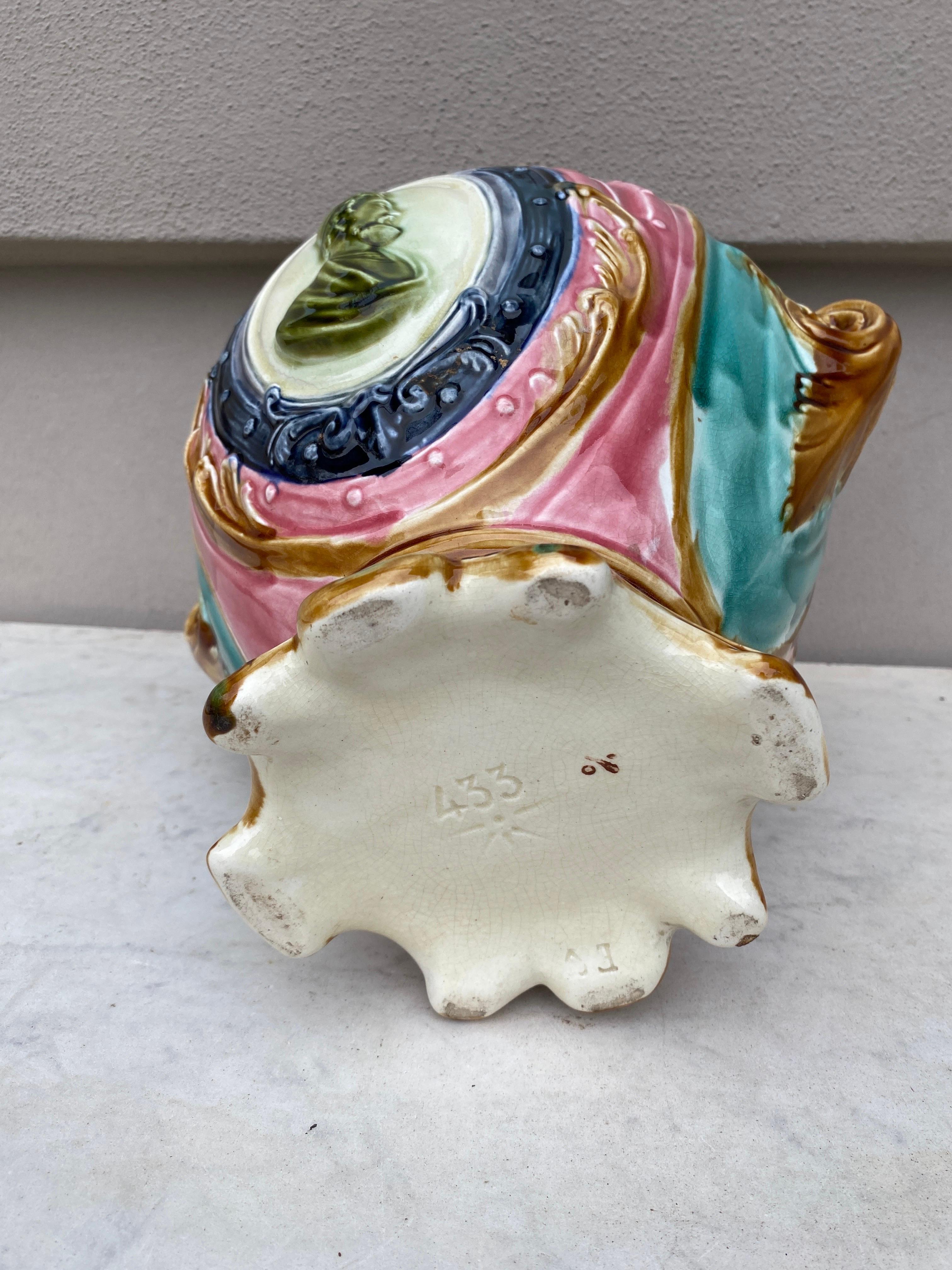 Late 19th Century 19th Century French Majolica jardinière Onnaing For Sale