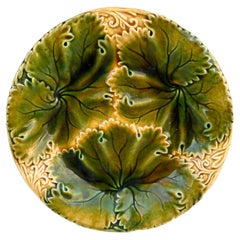 Antique 19th Century French Majolica Leaves Plate