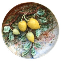 19th Century French Majolica Lemons Platter Fives Lille