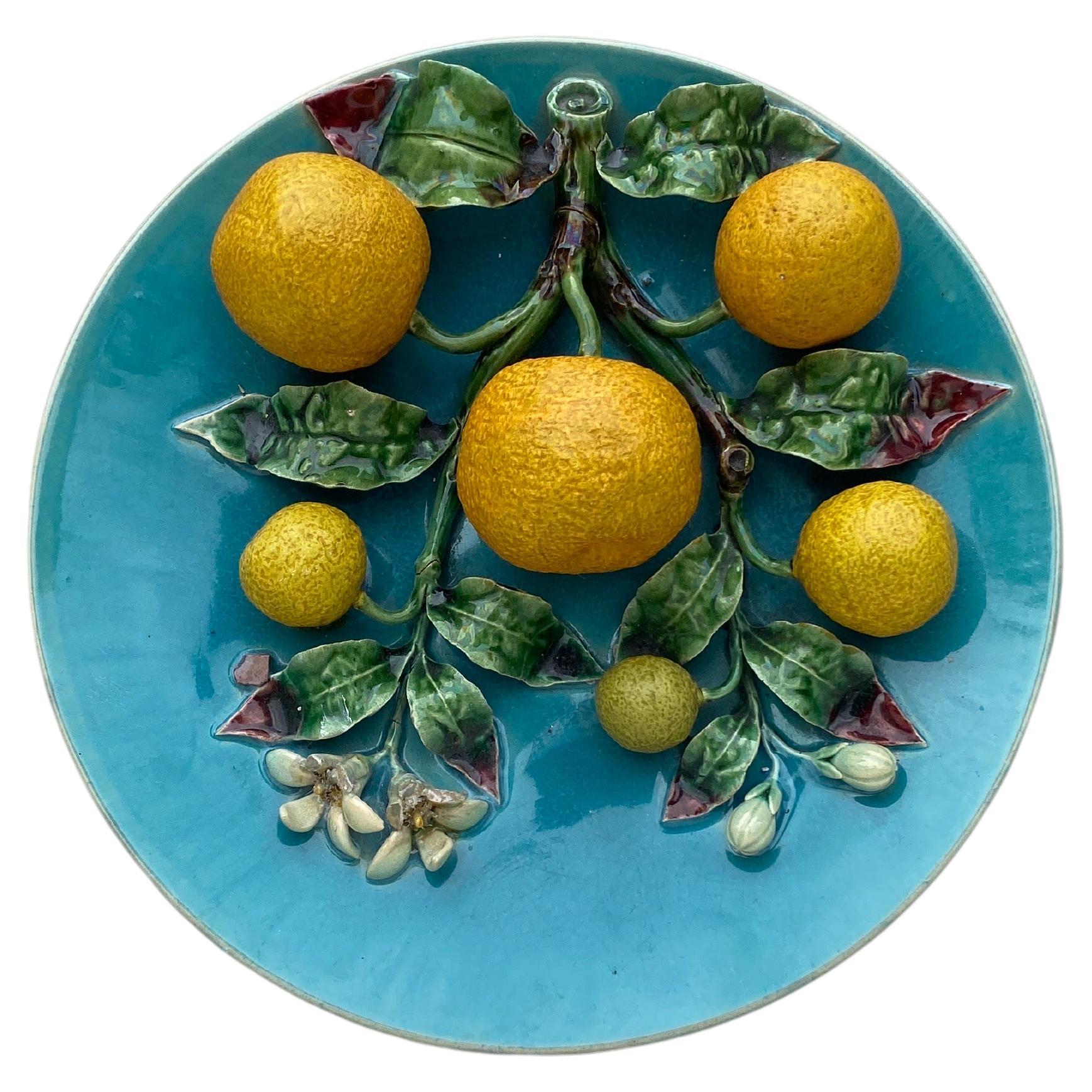 19th Century French Majolica oranges Wall Platter.
 