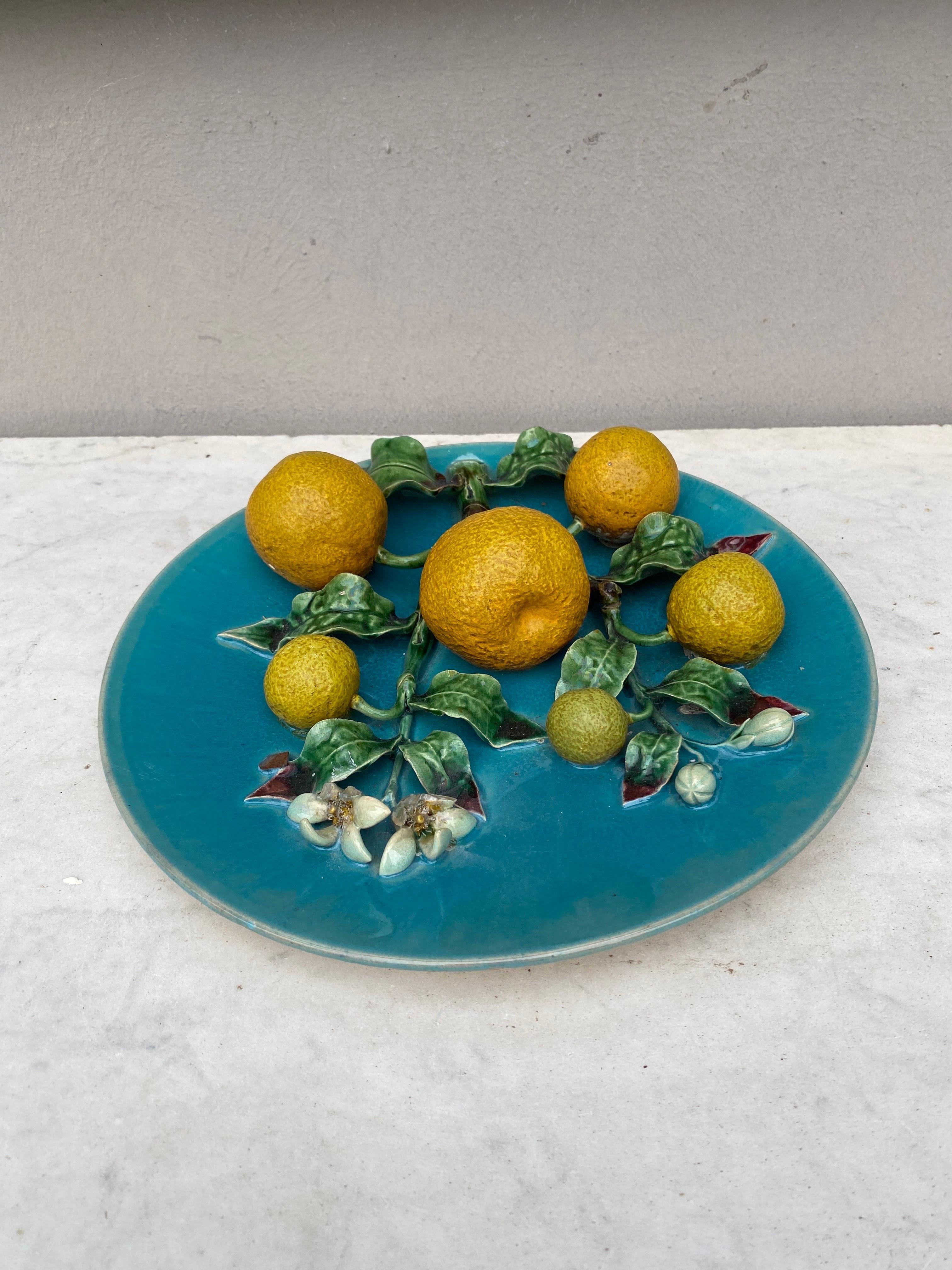 Finnish 19th Century French Majolica Oranges Wall Platter  For Sale