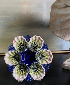 19th Century French Majolica Oyster Plate by Fives-Liles