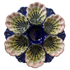 19th Century French Majolica Oyster Plate by Fives-Liles