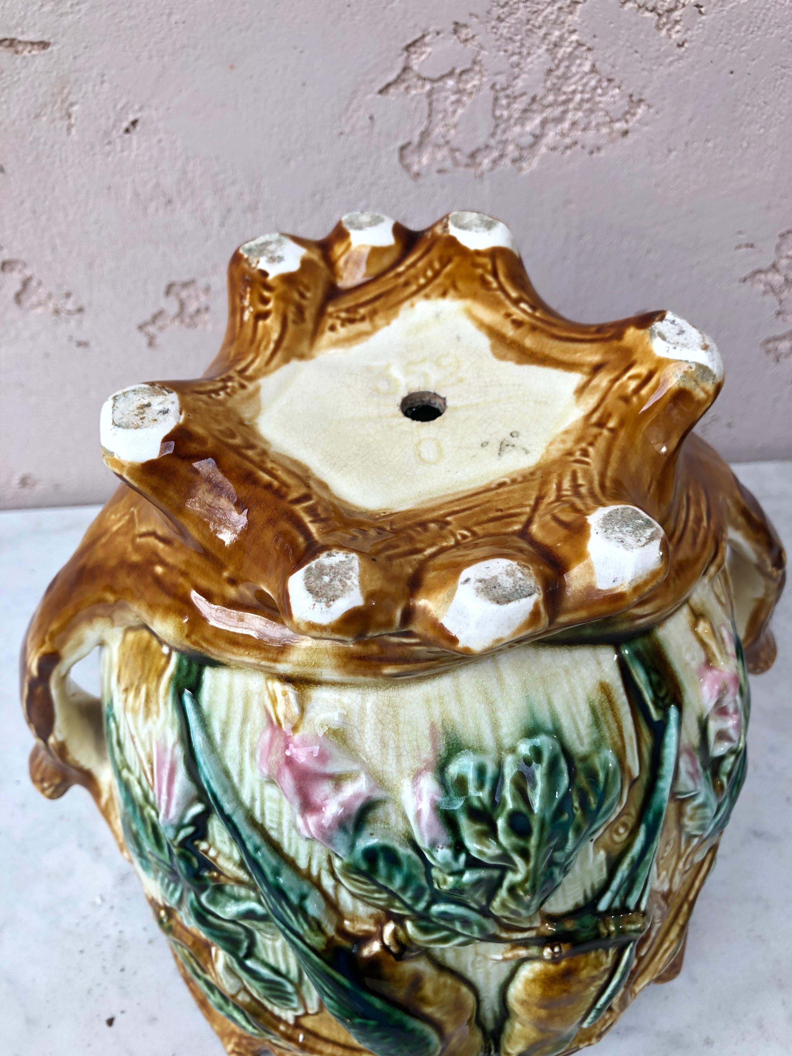 Céramique Cache-pots à perles en majolique française Onnaing du 19ème siècle en vente