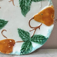19th Century French Majolica Pear Plate