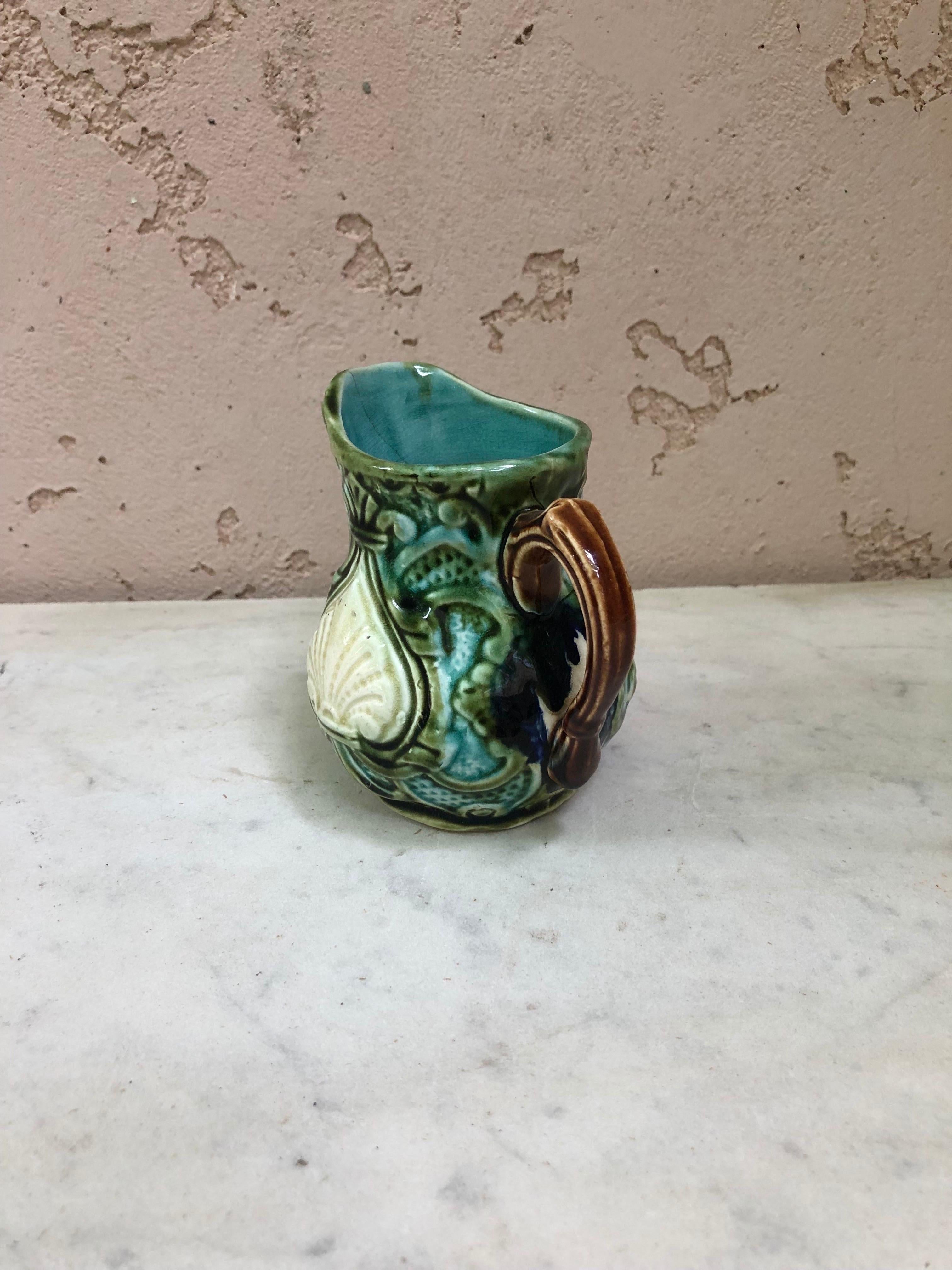 Late 19th Century 19th Century French Majolica Pitcher Onnaing  For Sale