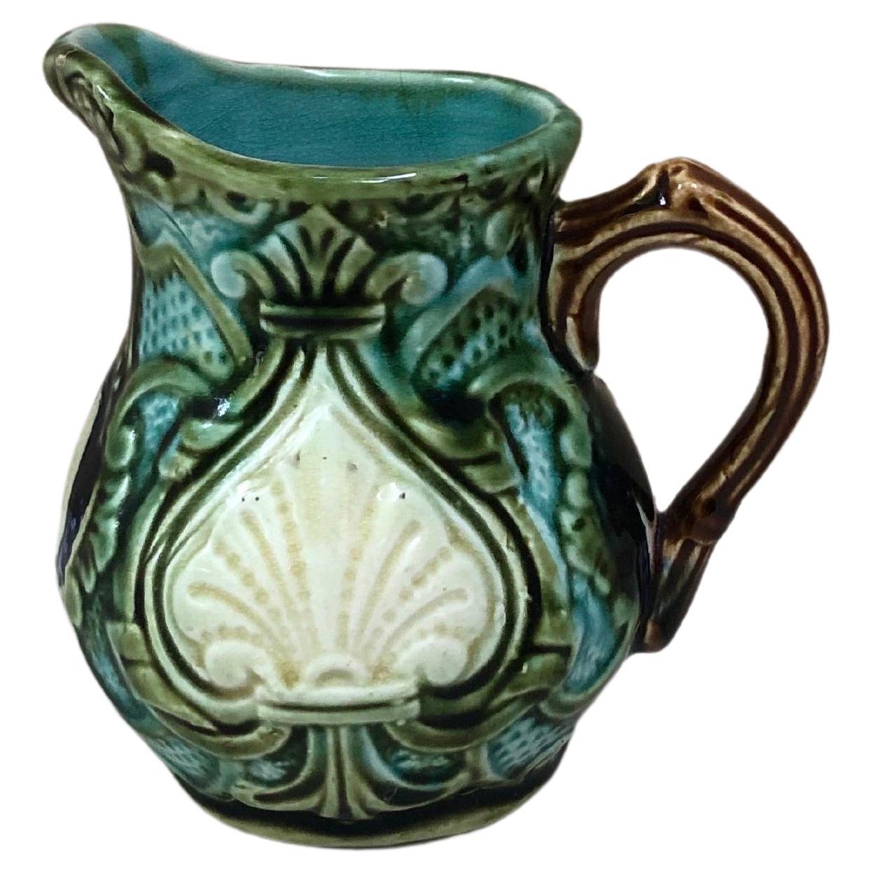 19th Century French Majolica Pitcher Onnaing  For Sale