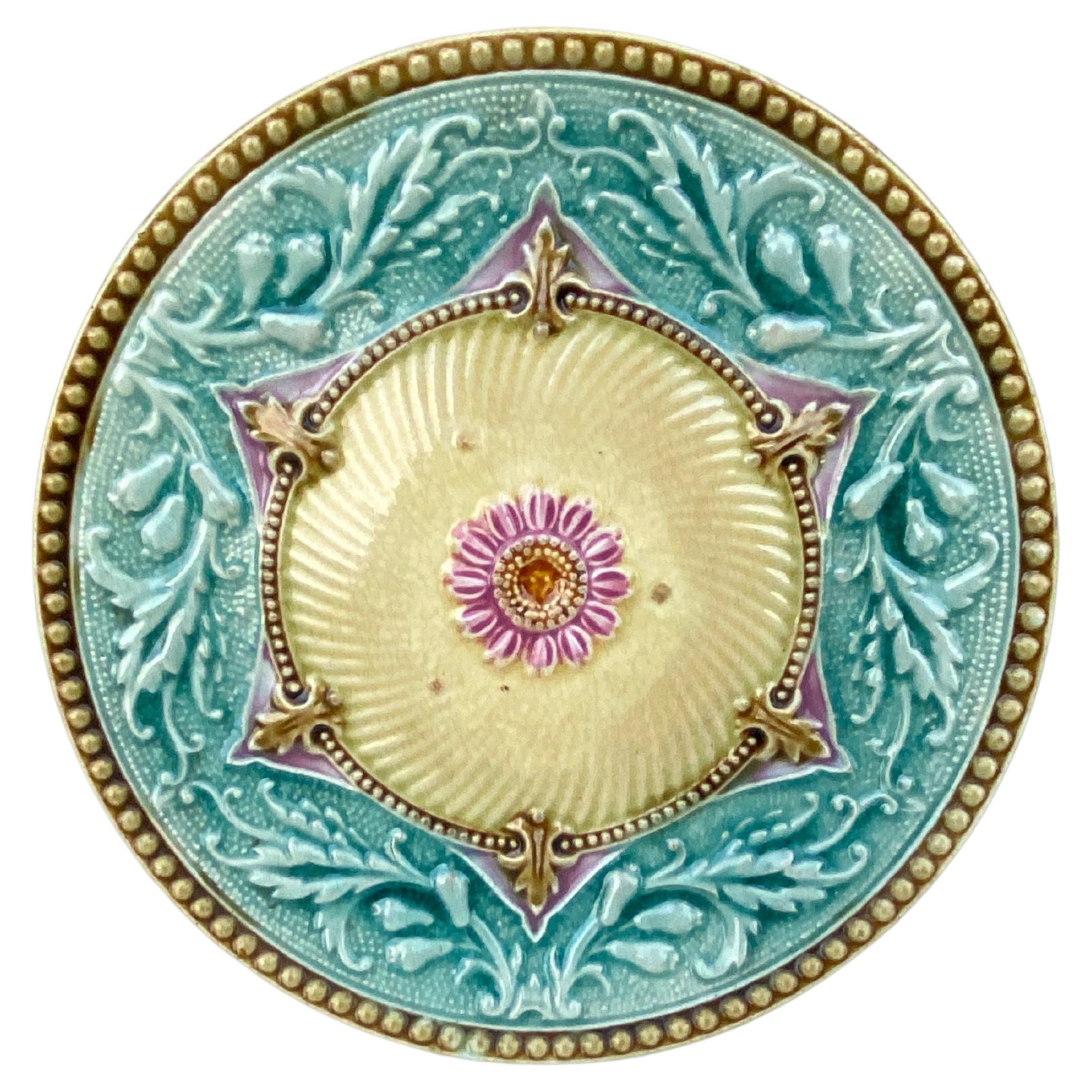 19th Century French Majolica Plate For Sale