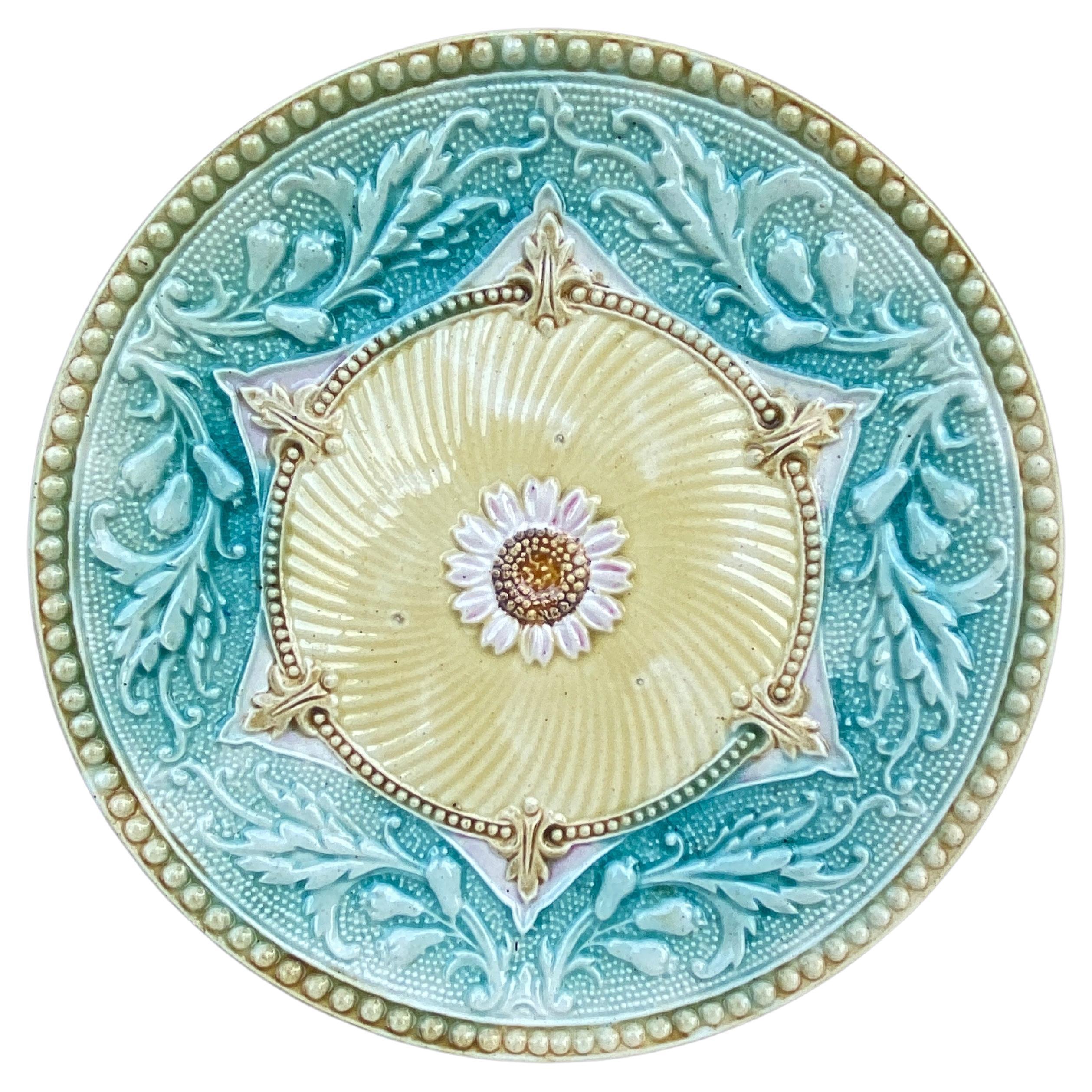 19th Century French Majolica Plate For Sale