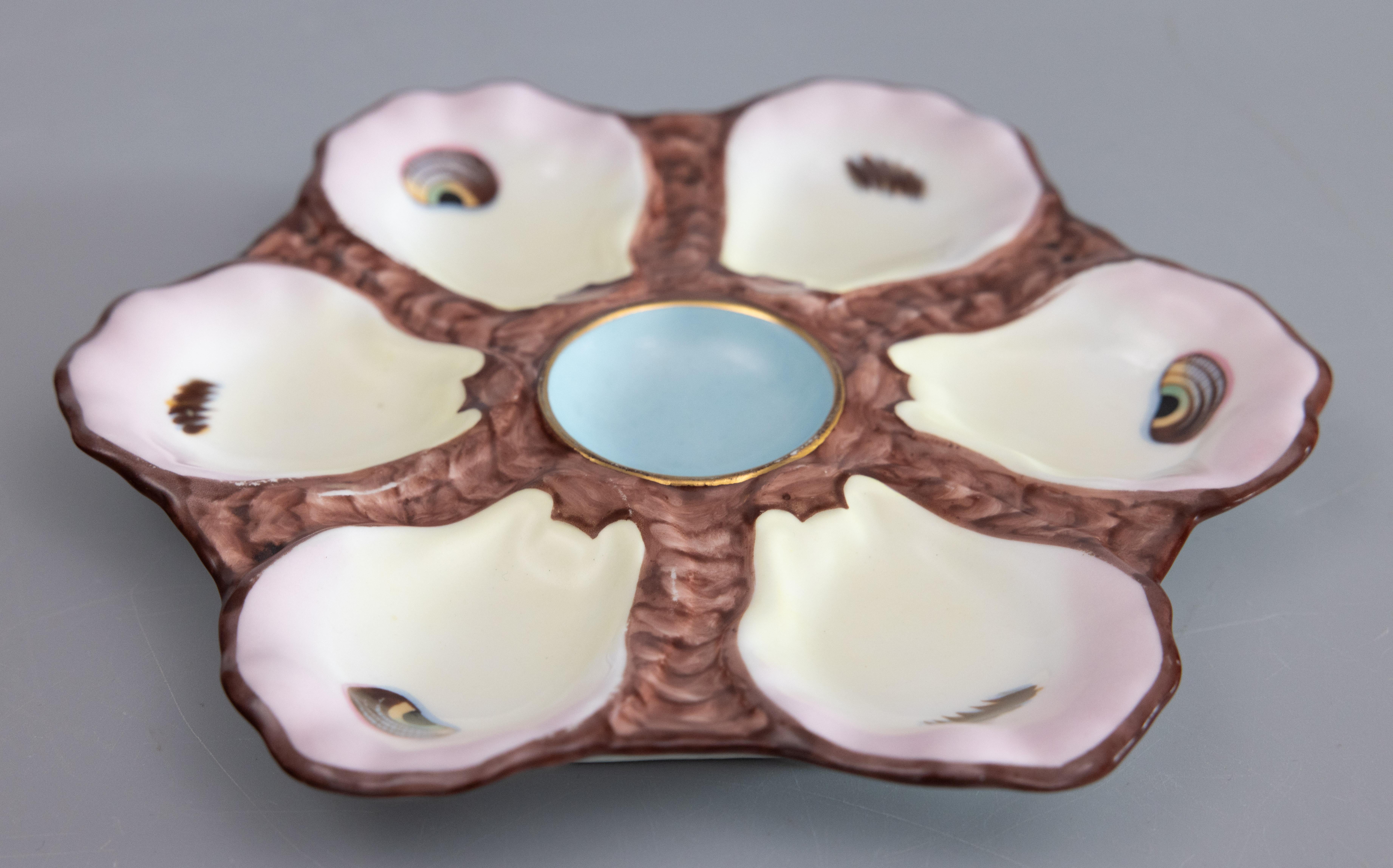 19th Century French Majolica Porcelain Oyster Plate 1