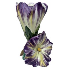 19th Century French Majolica Purple Flower Delphin Massier