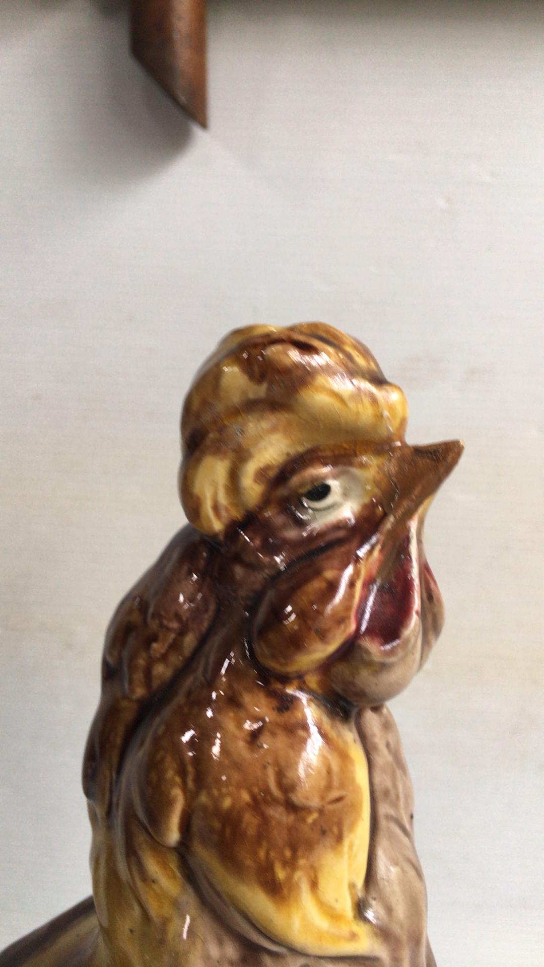 Rustic 19th Century French Majolica Rooster