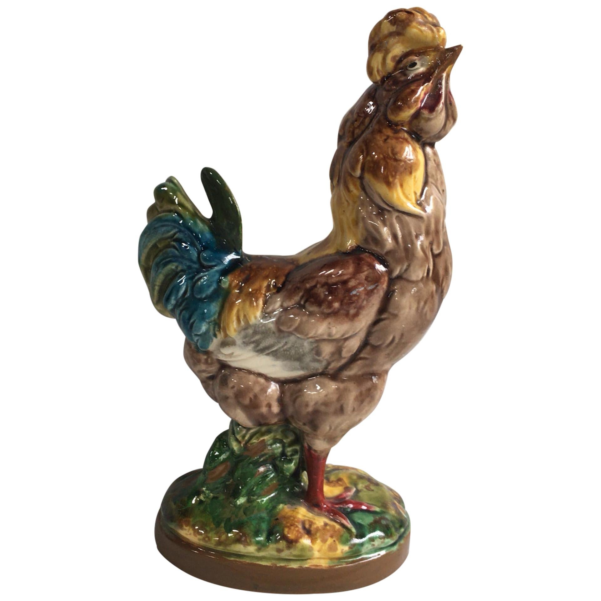 19th Century French Majolica Rooster