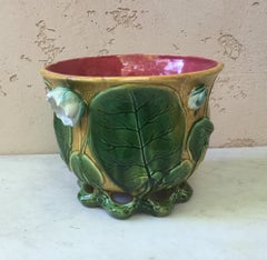 19th Century French Majolica Water Lily Cache Pot