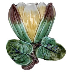 19th Century French Majolica Water Lily Wall Pocket