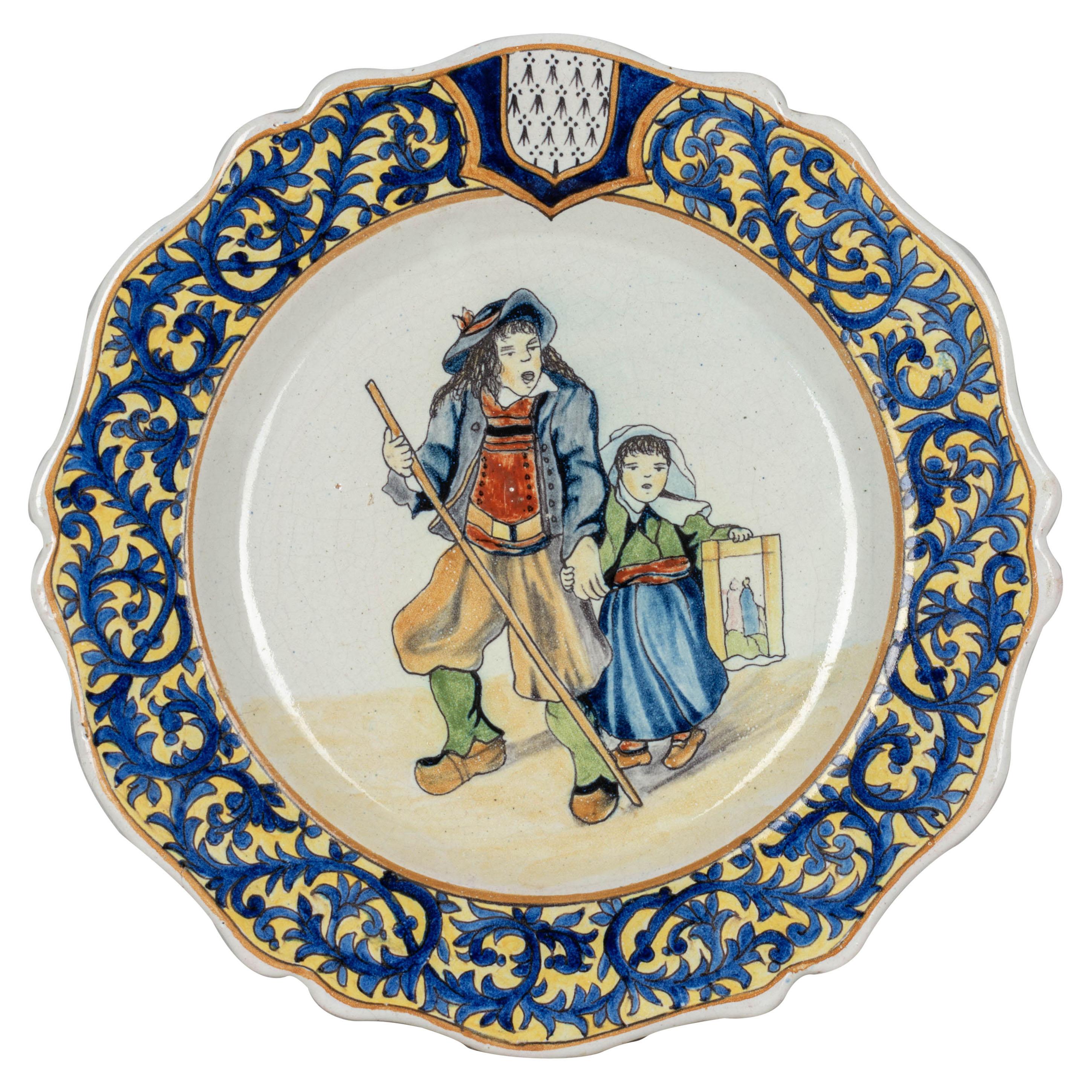 Assiette en faïence Malicorne du 19ème siècle en vente