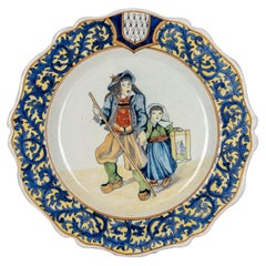 Piatto di faience francese Malicorne del XIX secolo