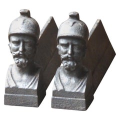 Antique 19th Century French 
Man
 Andirons, Firedogs