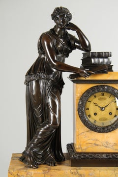 Reloj de chimenea francés del siglo XIX, Alegoría de estudio, París circa 1830