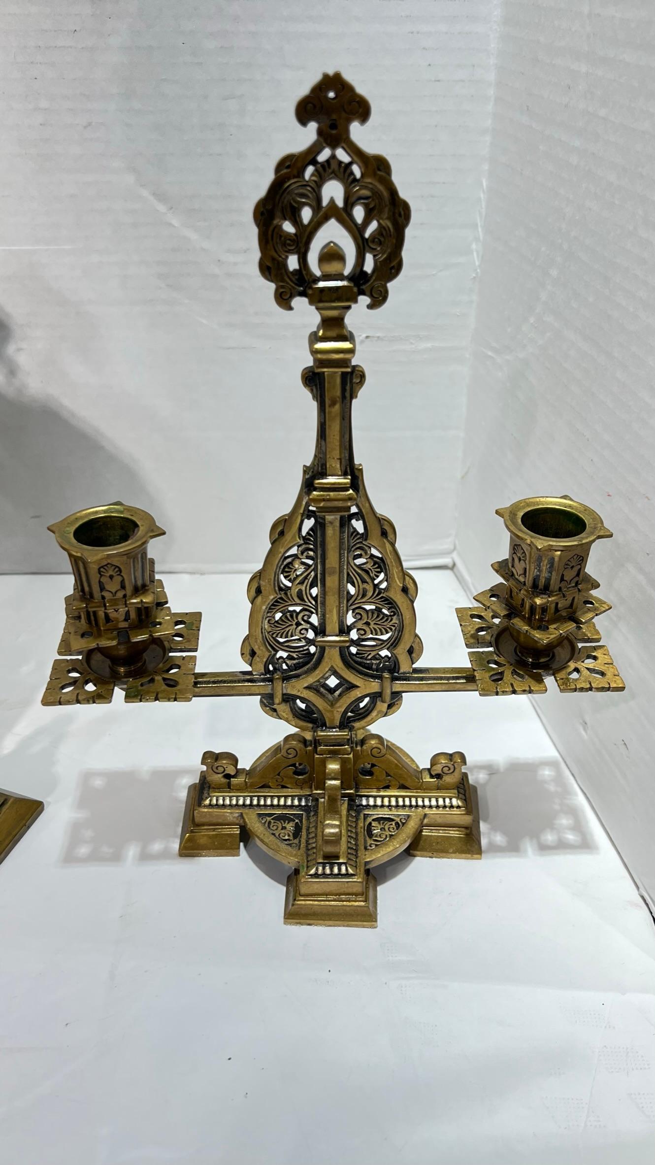 19th Century French Mantel Clock and Candelabra Garniture in Islamic Style For Sale 7