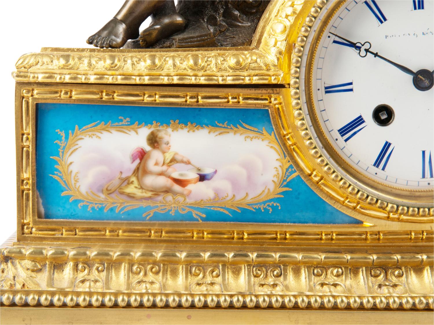 Hand-Painted 19th Century French Mantel Clock