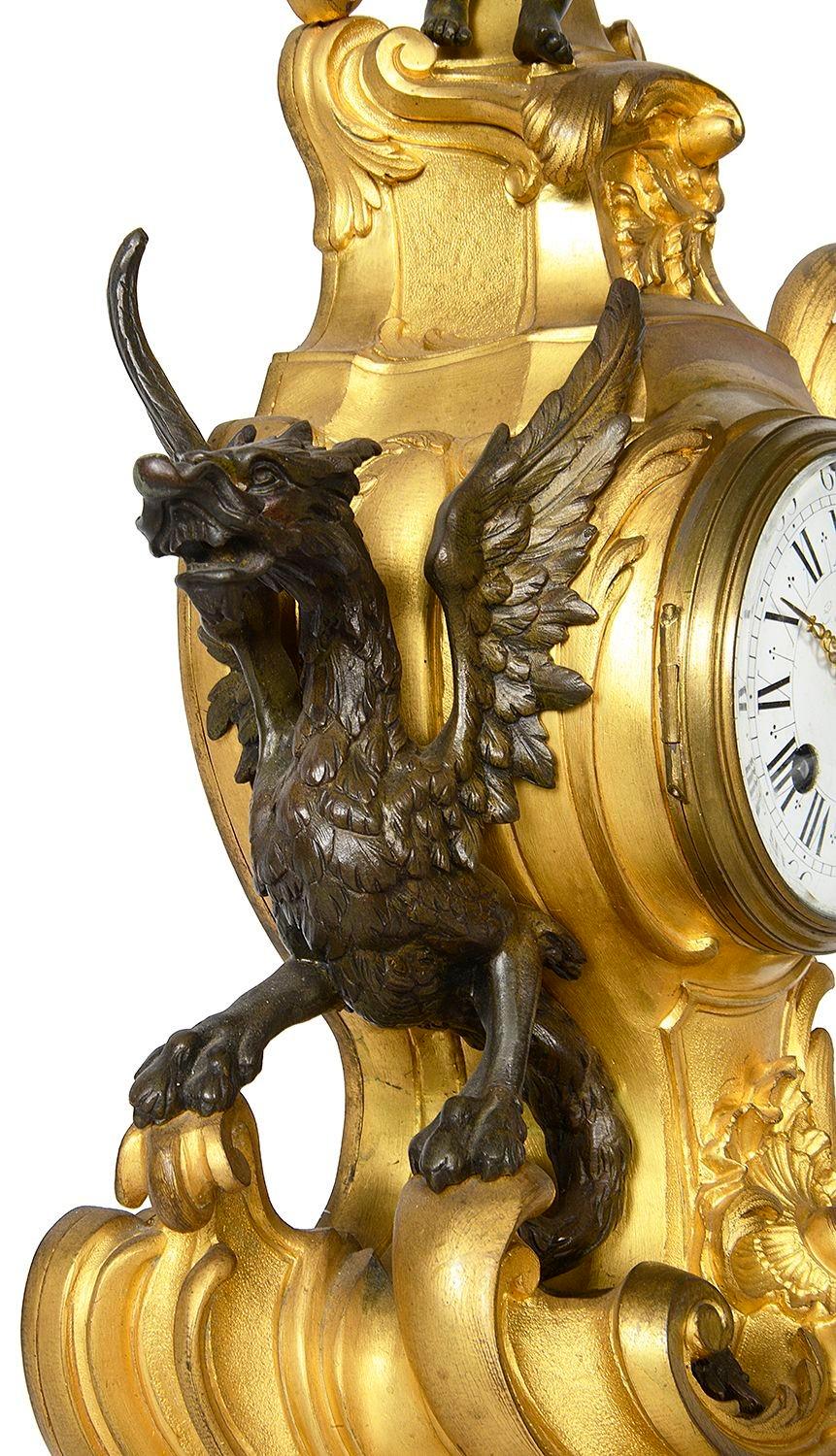Gilt 19th Century French mantel clock For Sale