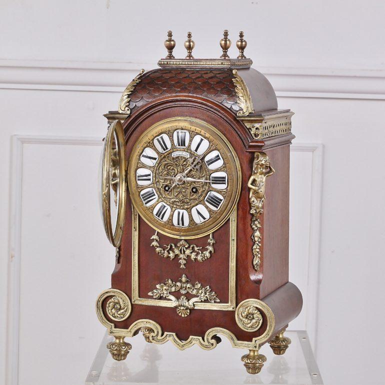 Mahogany 19th Century French Mantel Clock Ormolu Mounted Mantel