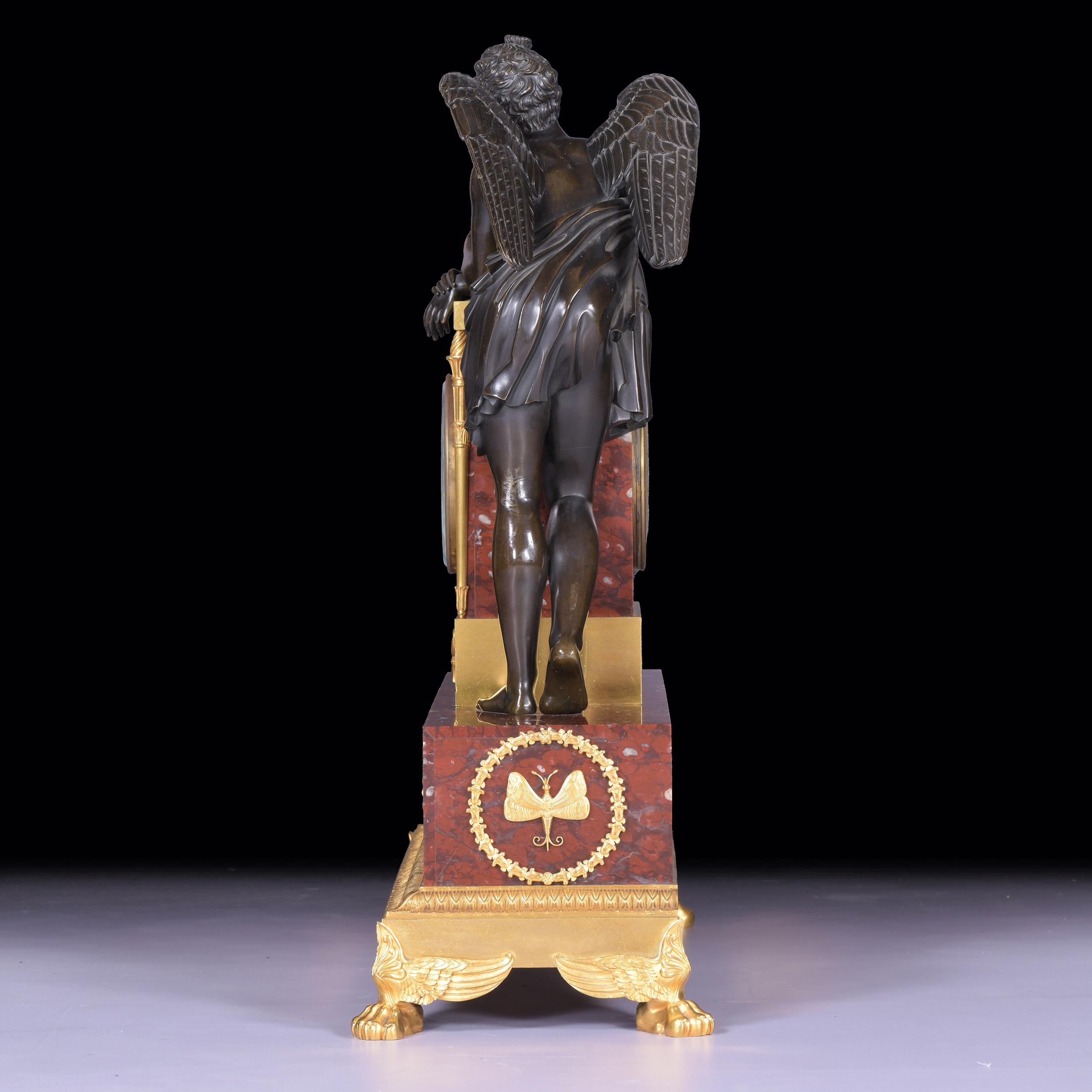 19th Century French Mantle Clock Signed Caron a Paris Depicting Psyche & Cupid 3