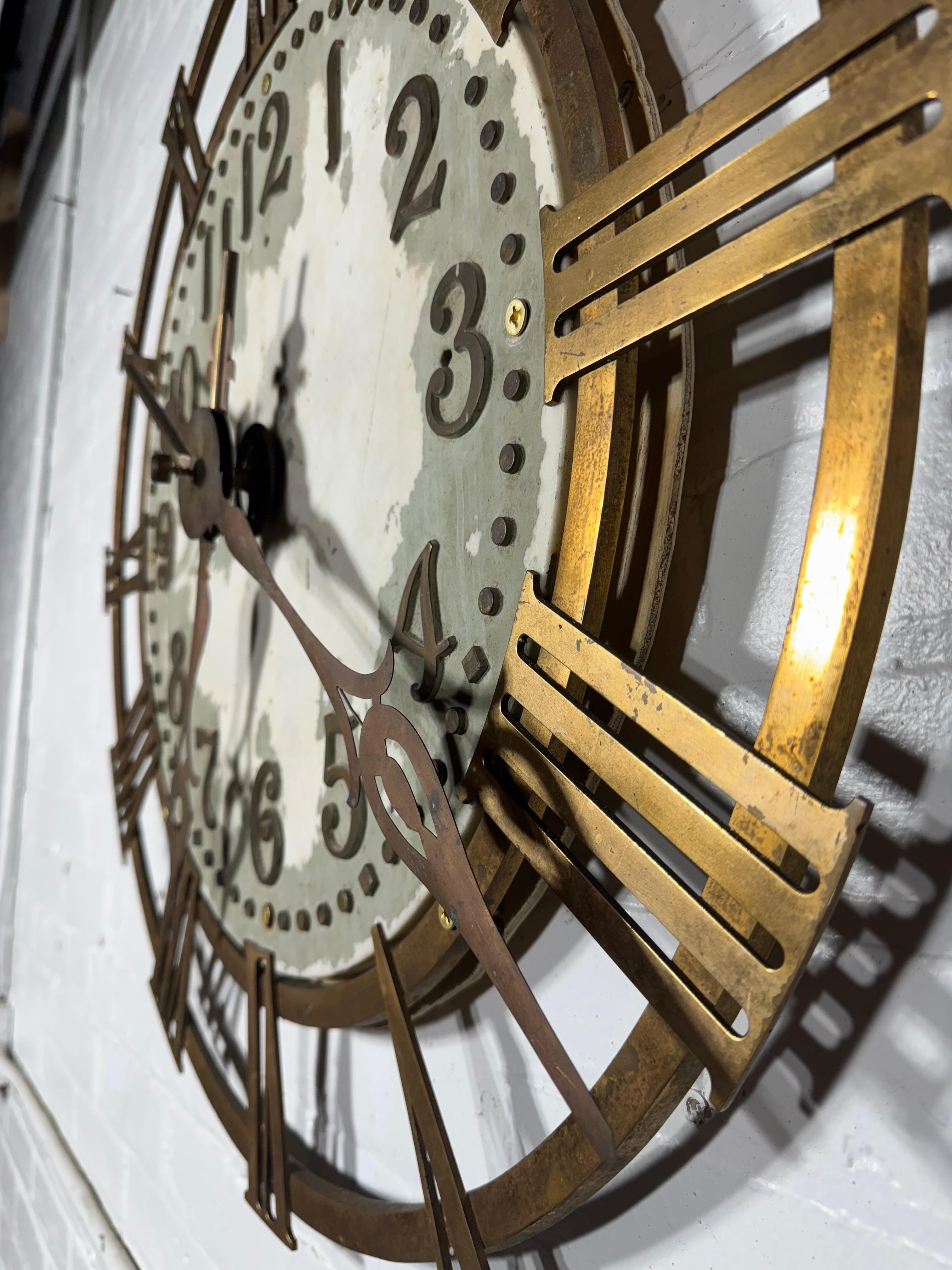 Industrial 19th Century French Marble and Bronze Tower Clock Face For Sale