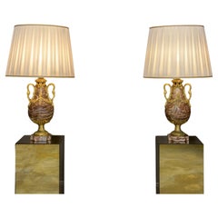 Antique 19th Century French Marble and Bronze Vases