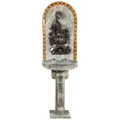 Used 19th Century French Marble and Iron Fountain Lavabo with Dolphin Decor
