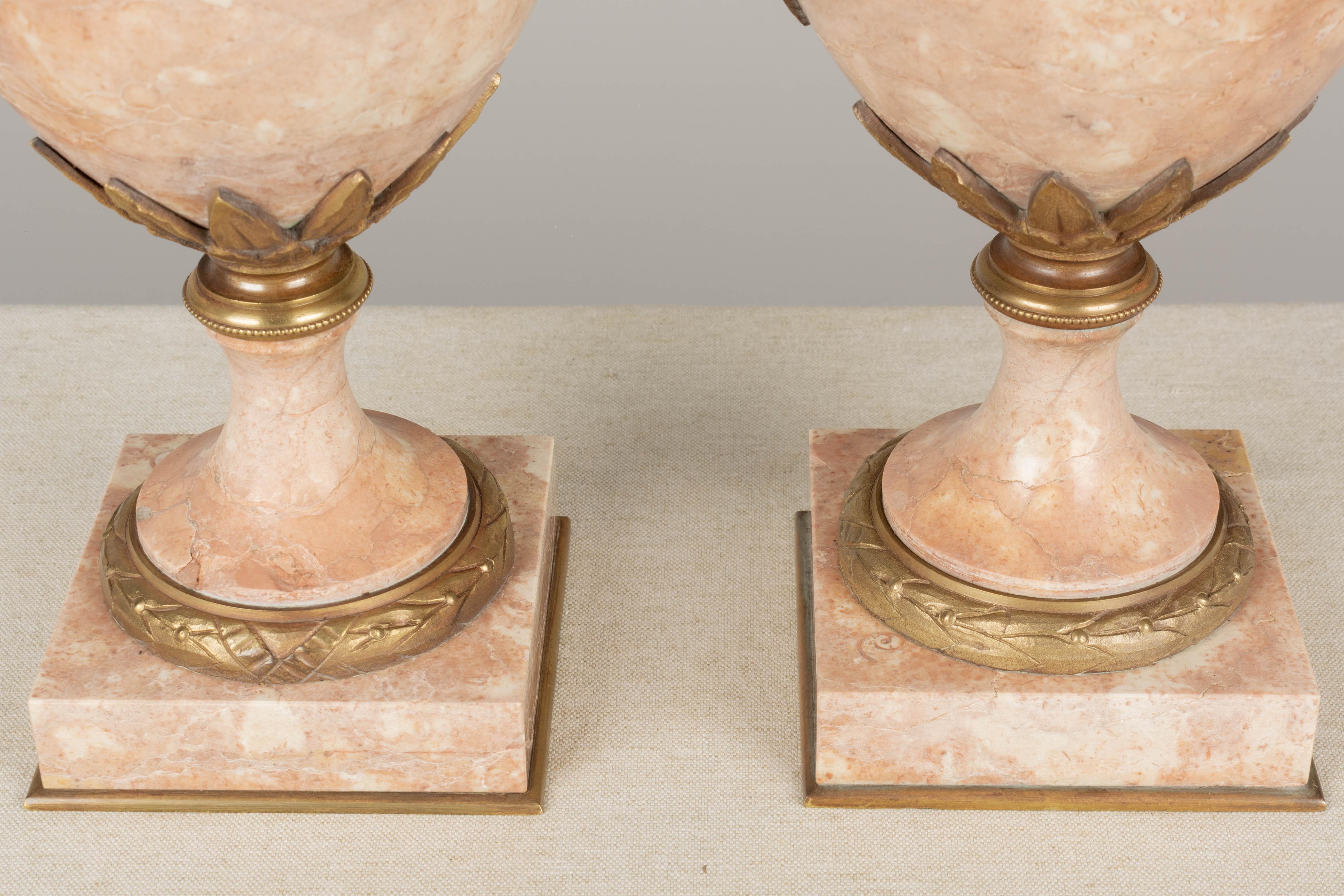 19th Century French Marble and Ormolu Cassolettes Pair For Sale 3