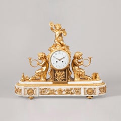 19th Century French Marble and Ormolu Mantle Clock in the Louis XV Style