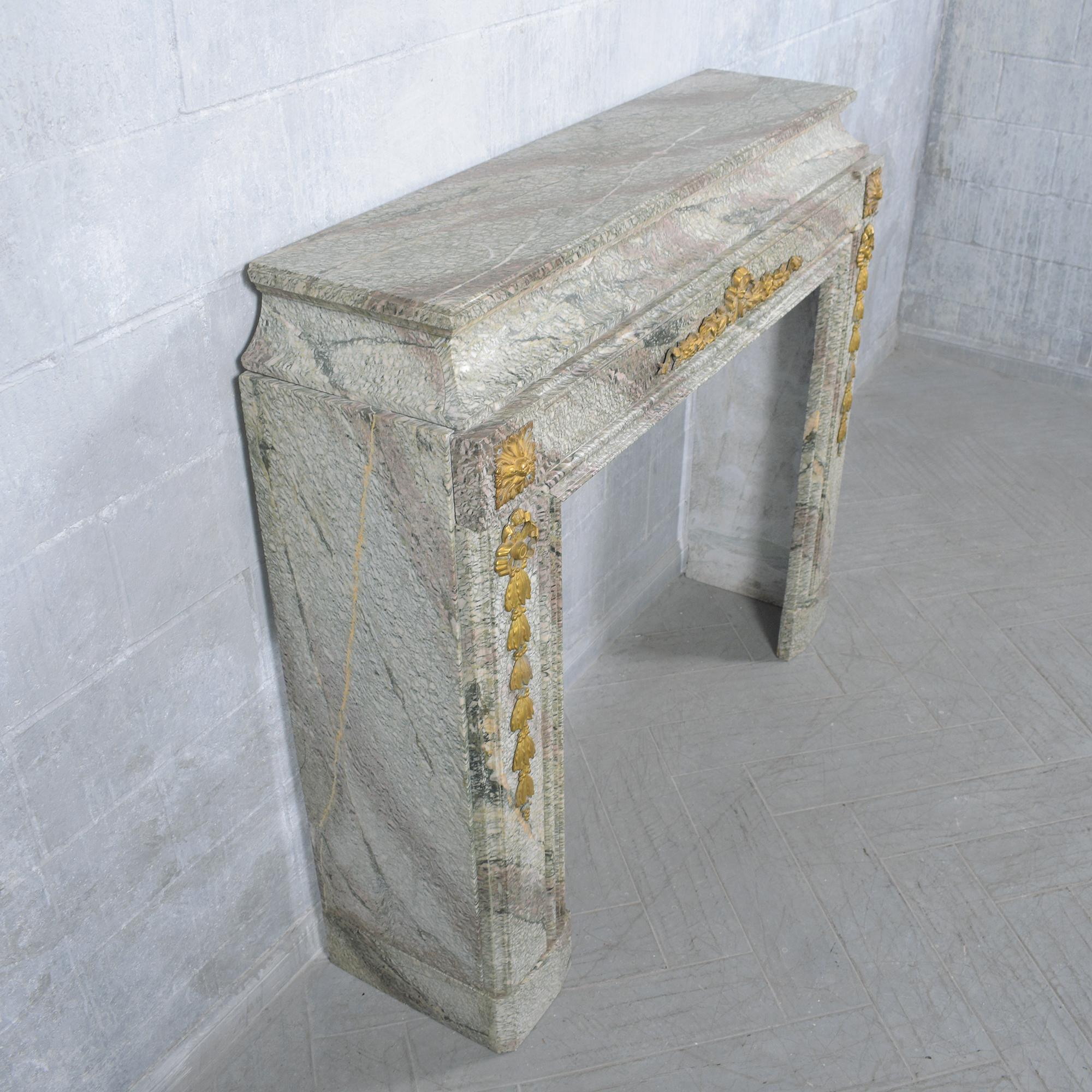 19th Century French Marble and Brass Mantle Fireplace: Restored Elegance For Sale 5