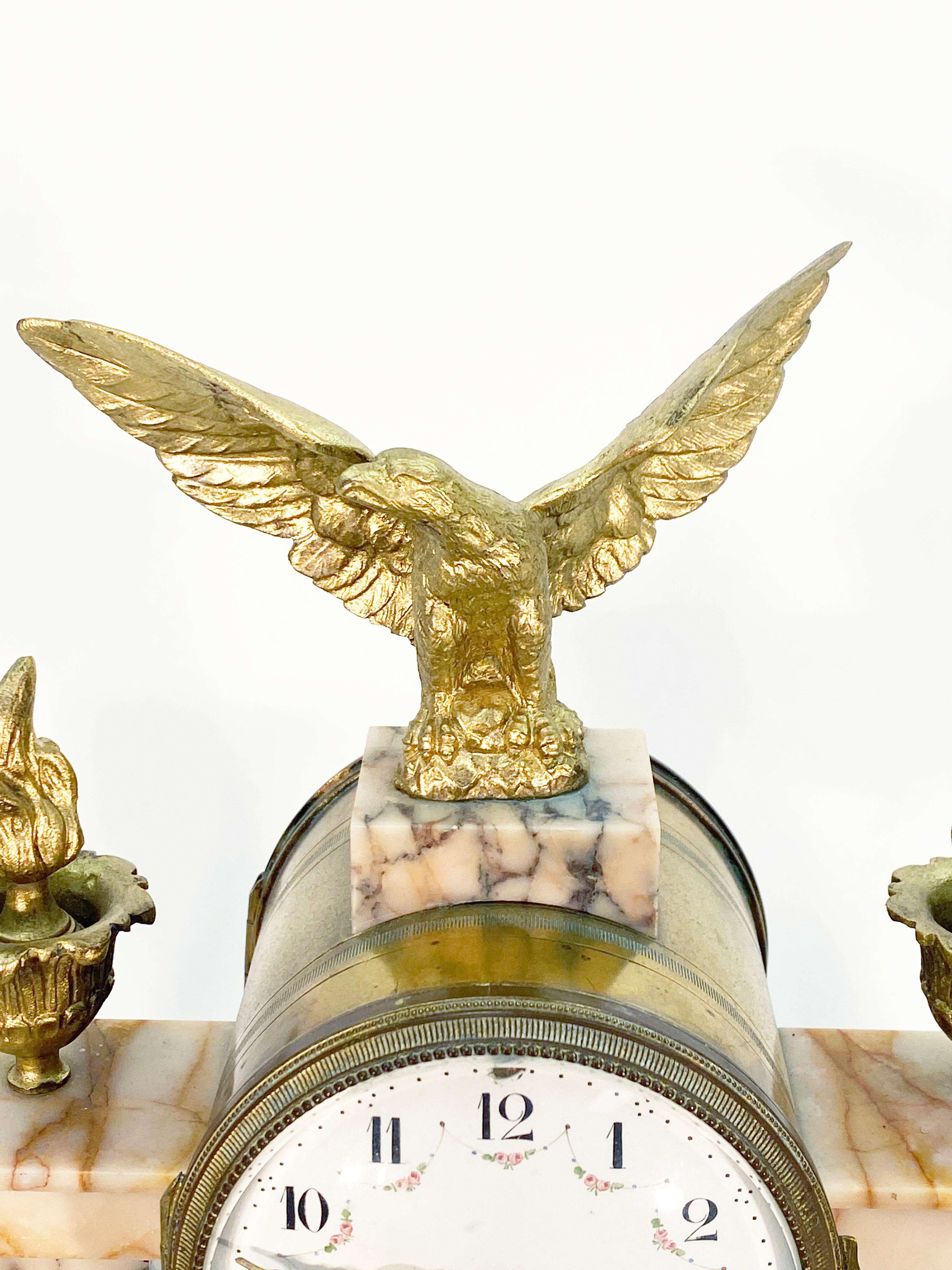 19th Century French Marble and Bronze Garniture Clock 3