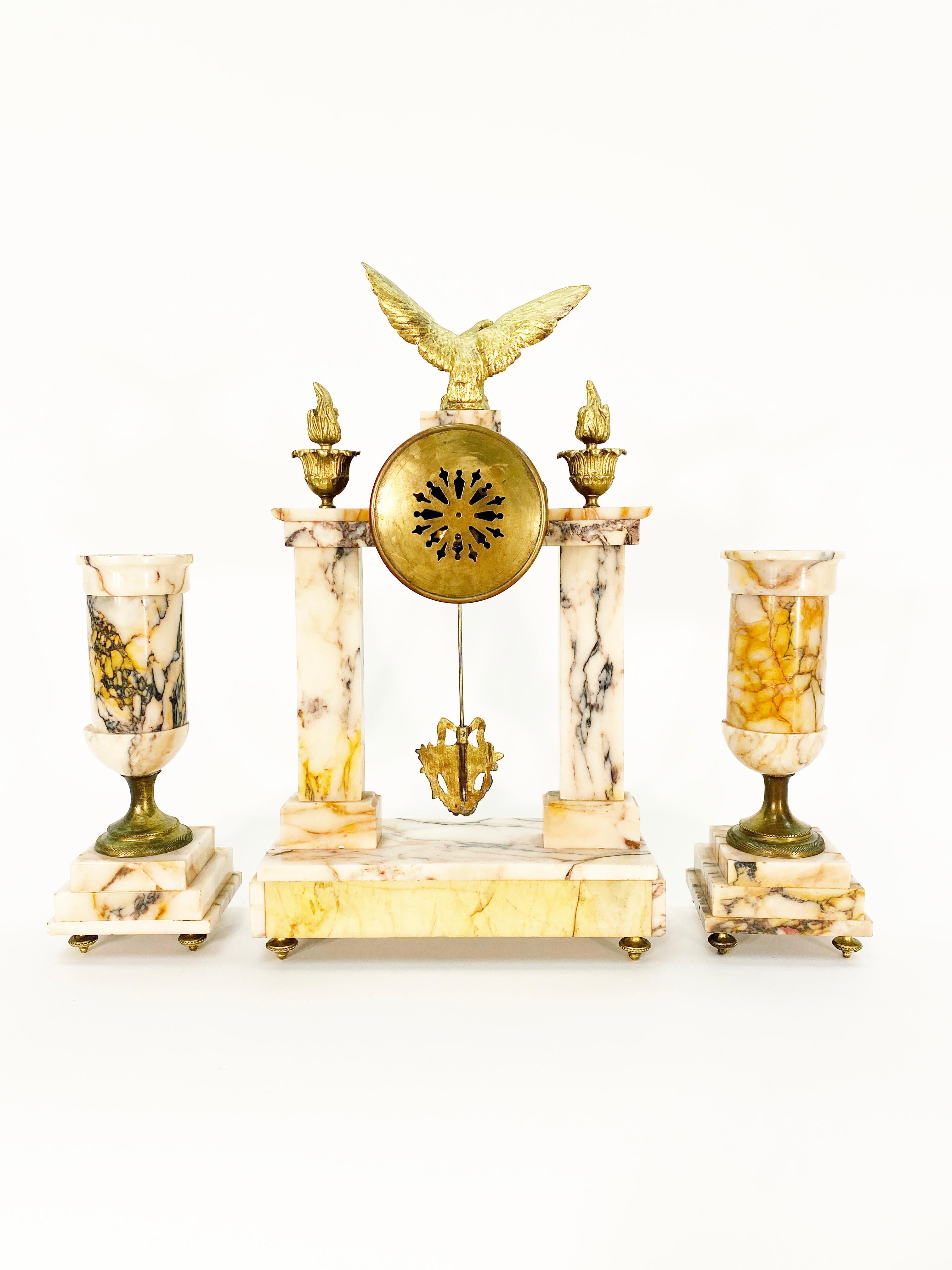 19th Century French Marble and Bronze Garniture Clock 4