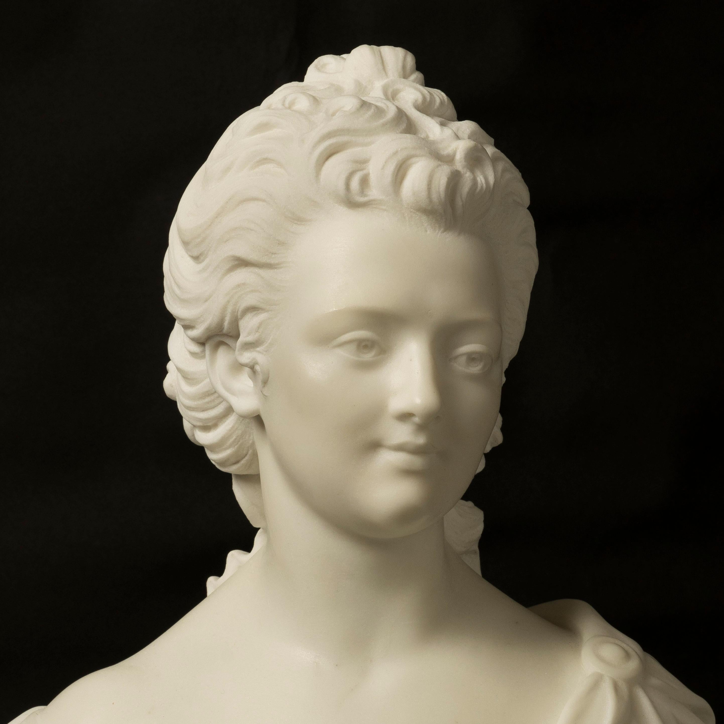 19th Century French Marble Bust of a Classical Lady For Sale 4