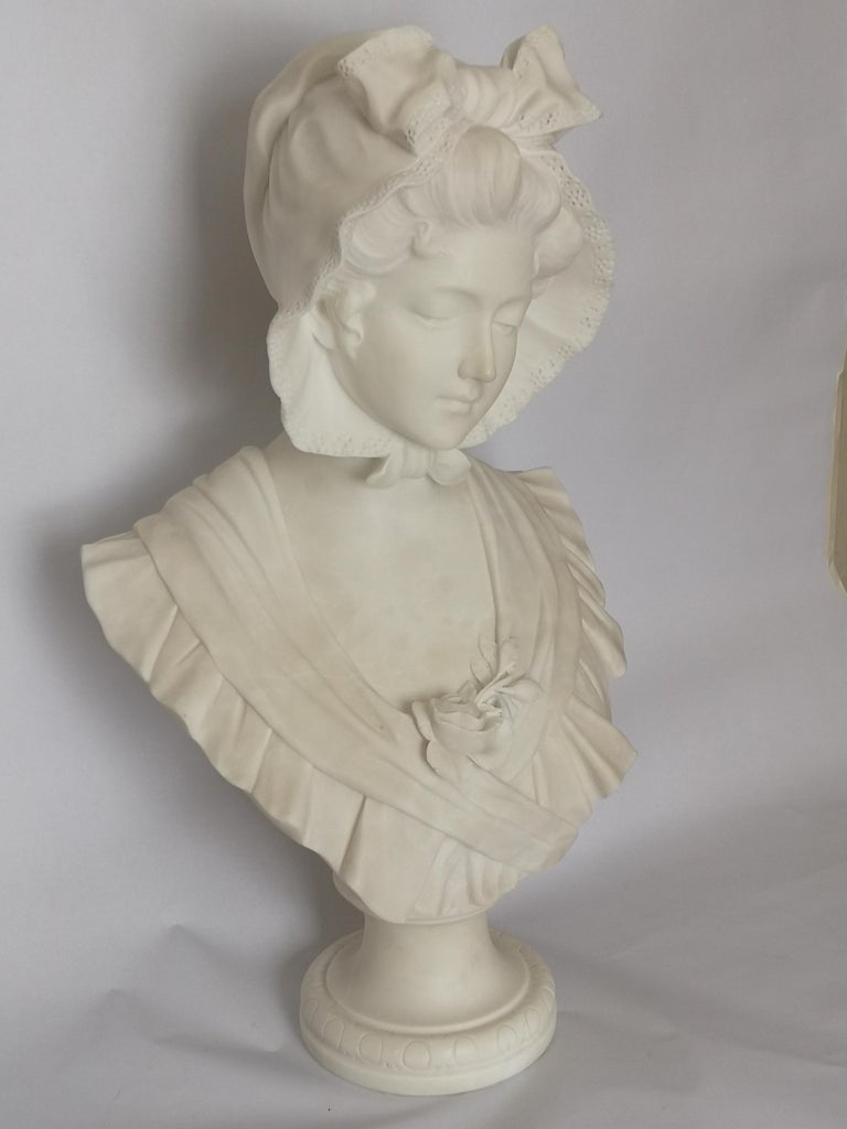 19th Century French Marble Bust of a Girl For Sale at 1stDibs