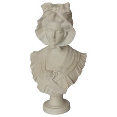 19th Century French Marble Bust of a Girl